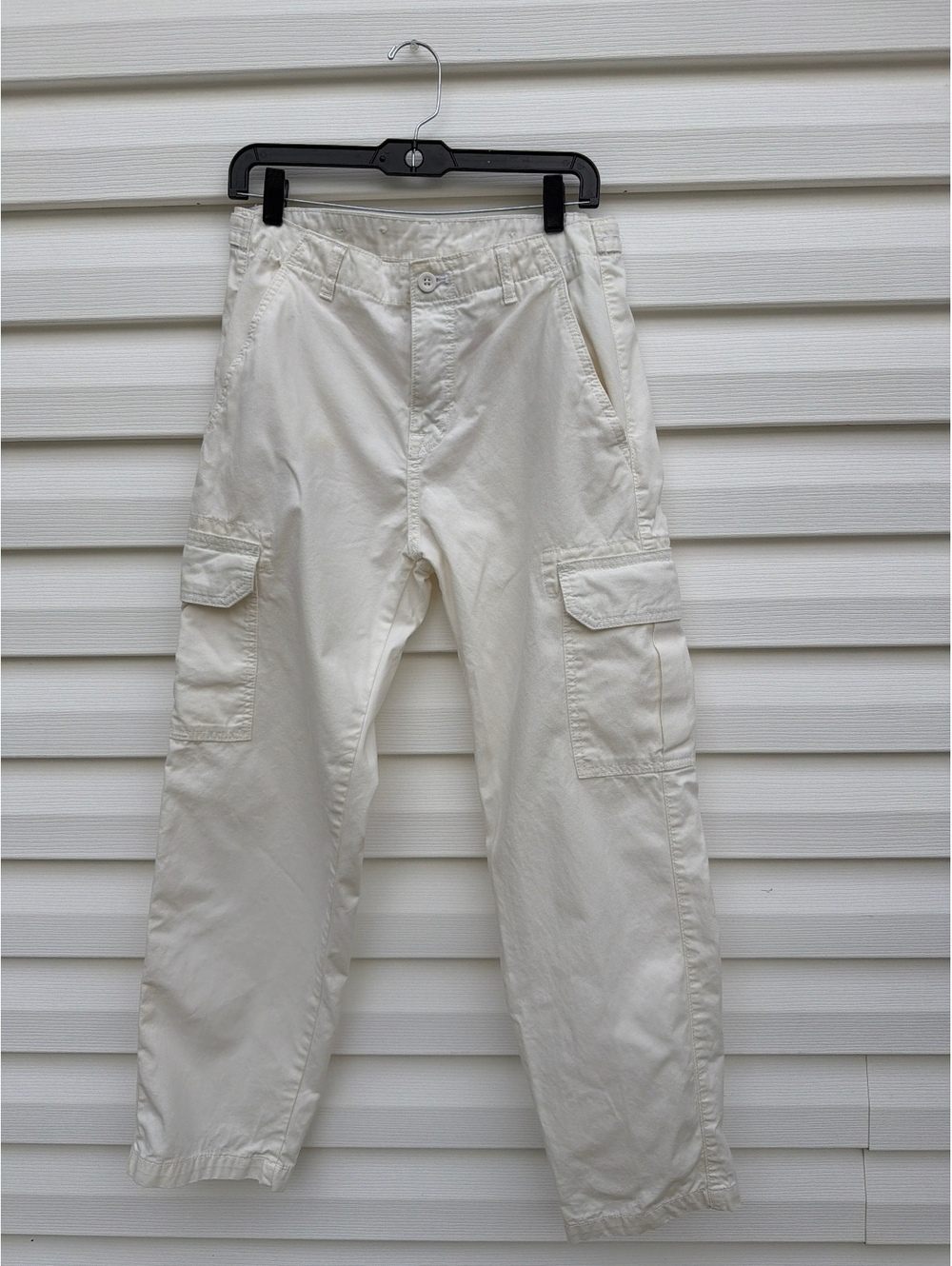 Zara Women's Size 30 White Cargo Pants Utility Straight Leg High Rise